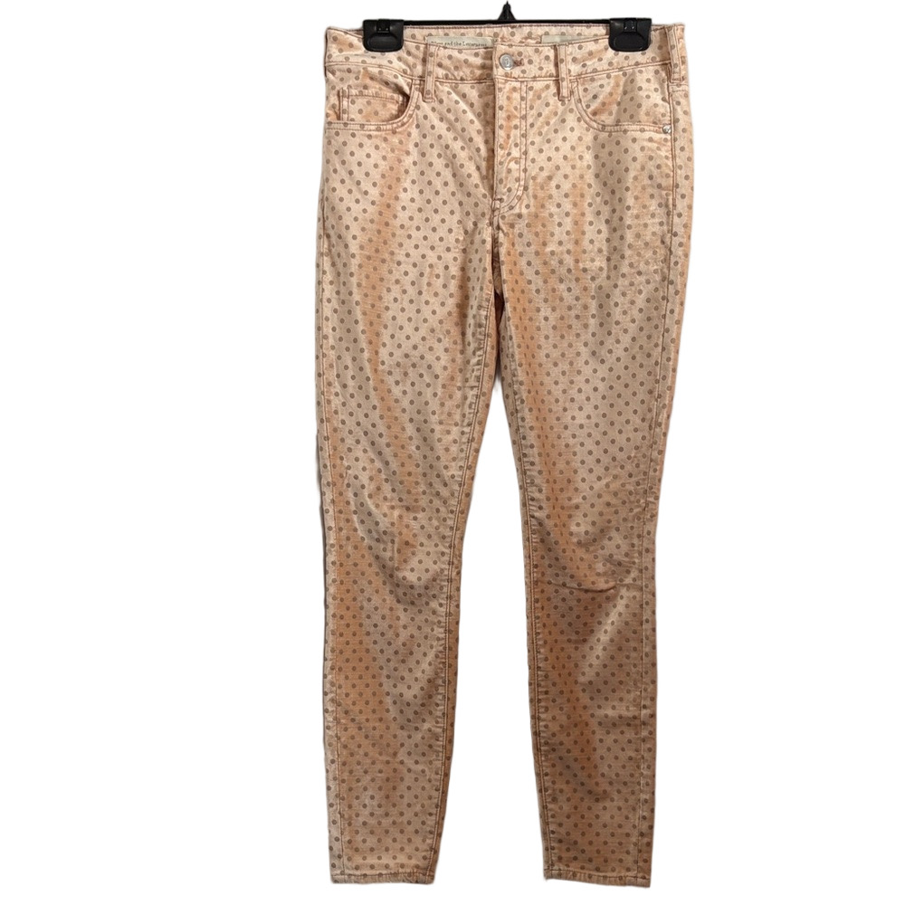 Pilcro Peach Polka Dot Skinny Pants
